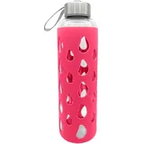 Gedalabels GEDA LABELS Unisex – Erwachsene Silikon pink Trinkflasche, Glasflasche, 500 ml