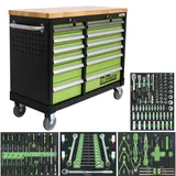 Trutzholm Werkstattwagen DELUXE 2 x 6 Schubladen bestückt 92x123 cm mit massiver Arbeitsplatte