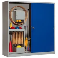 C+P Sportgeräteschrank mit Vollblech-Schiebetüren (Typ 5), HxBxT 195x190x60 cm,