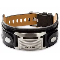 Fossil ID-Manschette Armband Leder schwarz JF84816040 Größe 25 cm