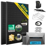 Balkonkraftwerk Bifazial Solarmodule 880W mit Anker SOLIX Solarbank 2 E1600 PRO, Silberne
