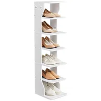 VASAGLE Schuhregal schmal mit 6 Ebenen weiß