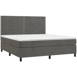 vidaXL Boxspringbett mit Matratze & LED Dunkelgrau 180x200 cm Samt