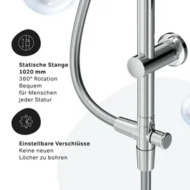 AM.PM Duschsystem ohne Armatur Regendusche Duschset ohne Thermostat mit Kopfbrause Handbrause Umsteller eckig Duschsäule für Badezimmer, Chrom