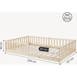 [en.casa] Kinderbett Tanna 120 x 200 cm Kiefer massiv natur beige