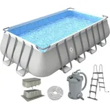 Avenli Pool Komplettset 549x305x122cm grau mit Sandfilter & Sicherheitsleiter grau No Size
