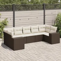 VidaXL 7-tlg. Garten-Sofagarnitur mit Kissen Braun Poly Rattan -