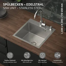 ML-Design Spülbecken 45 x 45 cm Silber