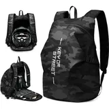 WEPLAN Motorrad Rucksack Wasserdicht Herren Damen Helm Rucksack Motorrad Rucksäcke Helmtasche Motorradrucksack Helmrucksack Motorradhelm Leicht Reise Rucksäcke Motorcycle Backpack,Camouflage Schwarz L
