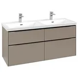 Villeroy & Boch Subway 3.0 Waschtisch-Unterschrank C568L1VM 127,2x56,6x47,8cm, mit LED/Griff Volcano black, taupe