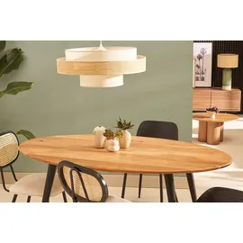 miliboo - Ovaler Esstisch aus massivem Akazienholz und Metall B160 cm Obali