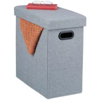 Relaxdays Sitzhocker mit Stauraum, gepolstert, Faltbarer Stoffhocker, Wohnzimmer, Flur, HxBxT: 49 x 48,5 x 27 cm, grau