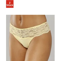 String NUANCE, Damen, Gr. 36/38, 2xzitrone, Spitze, Microtouch, Obermaterial: 85% Polyamid, 15% Elasthan, körpernah, Unterhosen, Dessous mit breitem Spitzenband