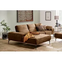 W.SCHILLIG Ecksofa run, Designsofa mit tollem Sitzkomfort, bequem, L-Form, mit Holzsockel, Füße in Schwarz pulverbeschichtet, Breite 279 cm braun
