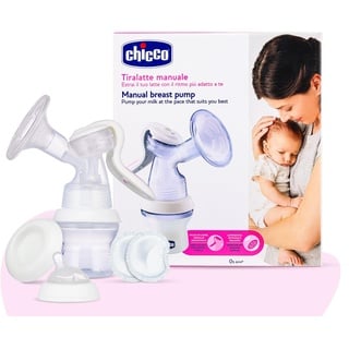 Chicco Natural Feeling Handmilchpumpe, Komfortable und Schnelle Stillpumpe, Einfaches Abpumpen der Milch, Ergonomische Form, mit Geneigtem Sauger und Hermetischem Deckel, Wird zur Babyflasche - 150 ml