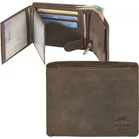 Bear Design Geldbörse Herren Leder braun Portemonnaie Geldbeutel Brieftasche