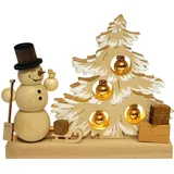 RATAGS LED Schwibbogen Tischschmuck Tannenbaum mit Kugeln, Höhe 19 cm, Handarbeit aus dem Erzgebirge - 2 Jahre Gewährleistung - mind. 14 Tage Rückgaberecht - Gold