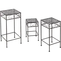 Locker Blumentisch 3er-Set, Blumenhocker, aus Metall braun