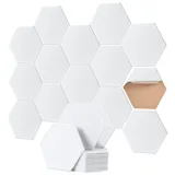 Hexagon Akustikplatten selbstklebend - Schallabsorber für Wand & Decke - 30x26x0.9cm, 12er Pack, weiß - Perfekt für Wohnräume, KTVs, Musikzimmer & Büros.