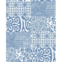 Profhome - Barock Tapete Vd219149-di Heißgeprägte Vliestapete Geprägt Im Barock-stil Glänzend Blau Weiß 5,33 M2