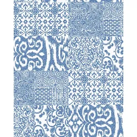 Profhome - Barock Tapete Vd219149-di Heißgeprägte Vliestapete Geprägt Im Barock-stil Glänzend Blau Weiß 5,33 M2