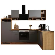 Respekta Winkelküche Hilde L-Form E-Geräte 280 x 172 cm grau/wildeiche nachbildung