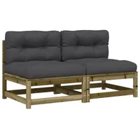 vidaXL Gartensofas ohne Armlehnen mit Kissen 2 Stk. Kiefernholz