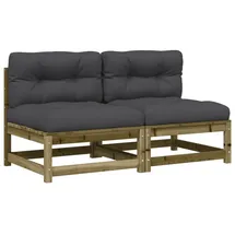 vidaXL Gartensofas ohne Armlehnen mit Kissen 2 Stk. Kiefernholz
