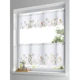 Querbehang HEINE HOME Gr. 1, weiß (weiß, beige), B:90cm H:30cm, Polyester, Gardinen