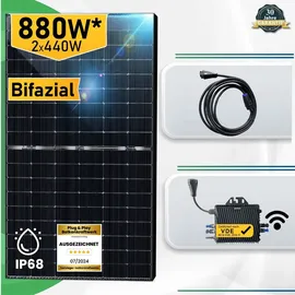 epp solar Balkonkraftwerk 880W Bifazial Komplettset mit 800W WIFI Wechselrichter PV Anlage