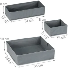 Relaxdays Schubladen Organizer Vlies 4-tlg. grau
