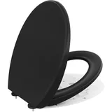 CECIPA WC Sitz mit Absenkautomatik, Toilettendeckel Schwarz, Klodeckel mit Absenkautomatik, Klobrille Schwarz, WC Deckel Oval, Soft Close Toilettensitze Familien, Toilettenbrille, Klositz - DERW SERIE