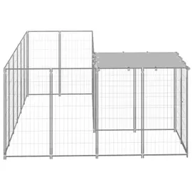 vidaXL Hundezwinger 2,42 m2 Stahl Silber