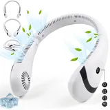 Tragbarer Nackenventilator, 5000mah Akku, 3 Geschwindigkeitsstufen Einstellbarer Wind, 360° Rundum-luftstrom, Usb-betrieben, Faltbar, Klingenlos, Wiederaufladbarer Nackenventilator.