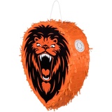 Boland 61876 - Pinata Brüllender Löwe, 34 x 28 x 10 cm, Karton, Schlag-Pinata, Geburtstag, Mottoparty, Dekoration, EM, WM, Fanartikel, Orange