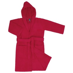 OAHOO Bademantel Kinder Frottee Bademantel, Baumwolle, Kapuze, Mädchen & Jungen rot 134-140