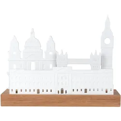 räder Teelichthalter Lichtobjekt Stadtsilhouette London Porzellan Akazienholz 00...