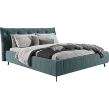 LEONIQUE Polsterbett LEONIQUE "Elloree, in 4 Breiten bis 200cm, auch in Leder", blau (blau, grau), B:176cm H:105cm L:234cm, 100% Polyester, Betten, Polsterbett, Kopfteilhöhe 105 cm, belastbar bis 280 kg, auch in Überlänge 220cm