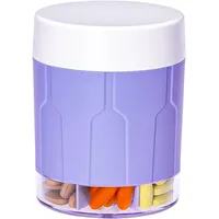 COLORWING-Tablettenbox 7 Tage Große Fächer,Rund Pillendose 7 Fächer Groß für Monat,Mixproof- und Breit-Rille-Design,tragbare Medikamentenbox für Vitamine, Fischöl,medikamentenbox mit 21 Klebeetiketten