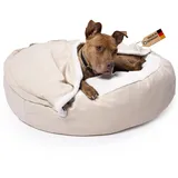 Lous® Flauschiges Hundebett, Hundehöhle, waschbar, große Hunde, kleine Hunde und Katzen, Katzenbett, abnehmbare Decke (Beige, L B-Variante (ca.72cm))
