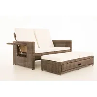 CLP Polyrattan Sofa Ancona 5mm braun-meliert/cremeweiß