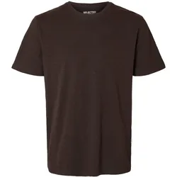 Selected Homme Herren Rundhals T-Shirt SLHASPEN SLUB Regular Fit Chocolate Torte 16092508 L