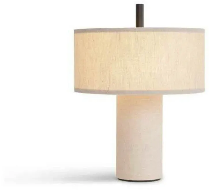 New Works Margin Portable Tischleuchte Beige Canvas - Wohnzimmer - 30.5