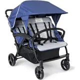 GAGGLE Odyssey 4x4 Quad Gelände Kinderwagen für 4 Kinder | Buggy faltbar mit Sonnenschutz in Blau | 4er Kinderbuggy klappbar für Kinde... - Blau