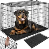 Tectake tectake® Hundekäfig-Gitterbox, klappbar, mit 2 Tragegriffen, 2 große Türen mit Doppelverriegelung, herausnehmbarer Boden, abgerundete Ecken