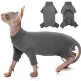 Sphynx Kleidung Winter, Rollkragenpullover Haarlose Katze Weiche Warme Langärmlige Einteiler Katzenbekleidung Wintermantel Vierbeinig Kätzchen(Grau, XS)