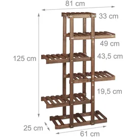 Relaxdays Blumenregal Holz dunkelbraun rechteckig 81,0 x 125,0 cm