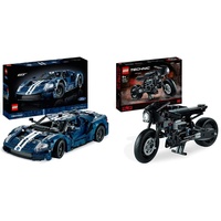 LEGO 42154 Technic Ford GT 2022 Auto-Modellbausatz für Erwachsene, Supercar im Maßstab 1:12 mit authentischen Merkmalen & 42155 Technic The Batman - BATCYCLE Set