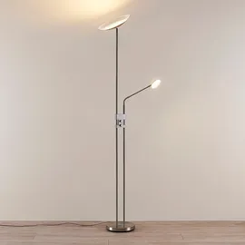 LINDBY LED Stehlampe Jonne mit Lesearm, Standleuchte Metall Standlampe Wohnzimmerlampe, Leselampe,