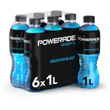 Powerade Sports Mountain Blast, kalorienarmes Sport Getränk mit Fruchtmix-Geschmack, mit Elektrolyten, Sport Drink in stylischen Einweg Flaschen (6 x 1000 ml)